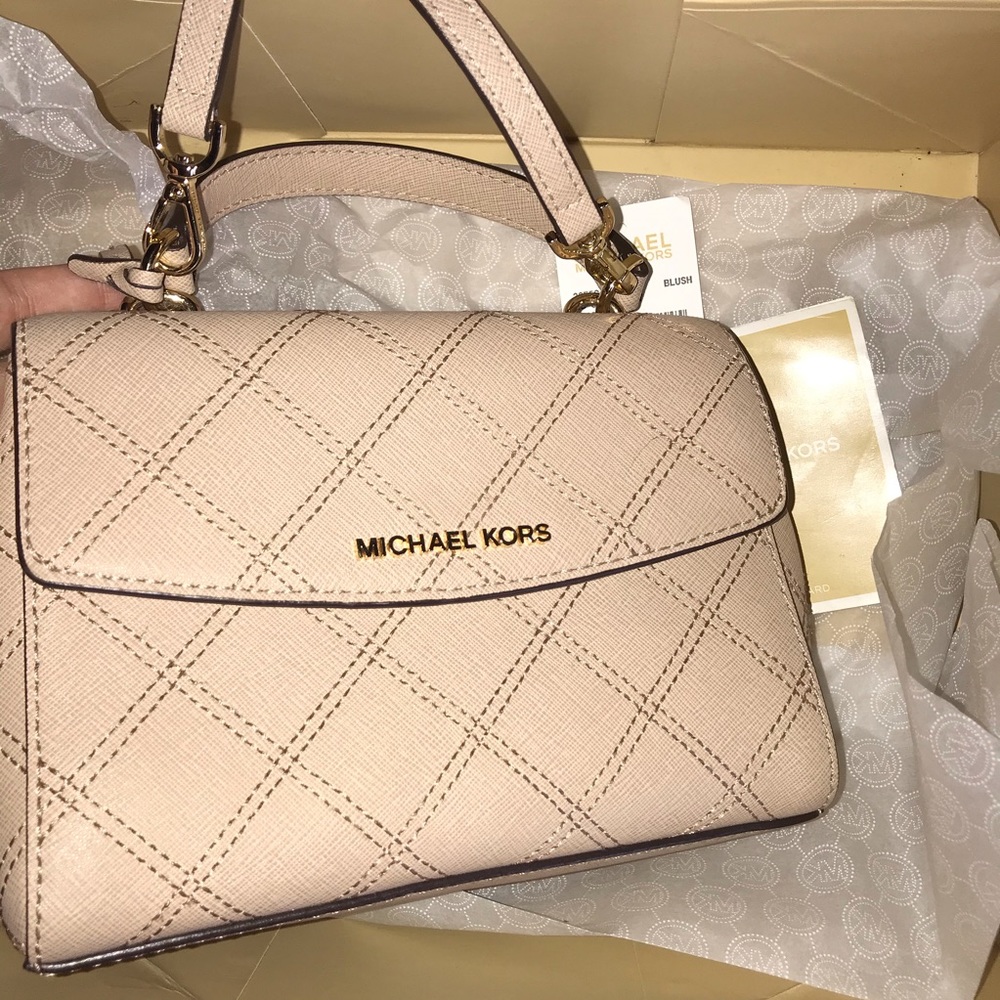 COPY - michael kors xs ava quilted leather blush …